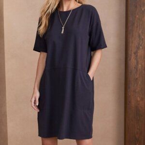 new ~Eileen Fisher~ Round Neck Organic Cotton Jersey Dress in Nocturne ~ Medium